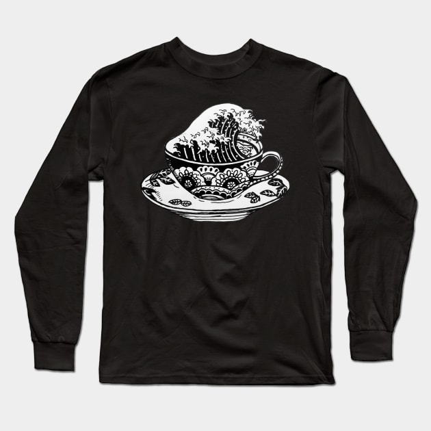 Tea Tsunami Long Sleeve T-Shirt by Luke Gray